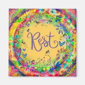 レストビーかわいらしおもしろいインスパイアのフローラ マグネット (正面)