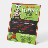 レストライタリアンンピッツェリアおもしろいメニューボードプロモーション 台座サイン (正面)