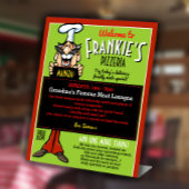 レストライタリアンンピッツェリアおもしろいメニューボードプロモーション 台座サイン