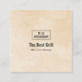 レストラカスタムンドカード |黒いモダン写真 スクエア名刺 (裏面)