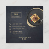 レストラカスタムンドカード |黒いモダン写真 スクエア名刺 (正面)