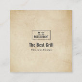 レストラカスタムンドカード |黒いモダン写真 スクエア名刺 (裏面)