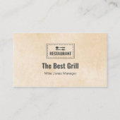 レストラカスタムンドカード |黒いモダン写真 名刺 (裏面)