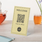 レストラモダンンカフェメニューQRコードビジネスロゴ 台座サイン (インサイチュ)