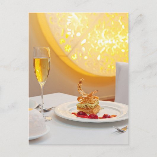 レストランでのデザート ポストカード (正面)