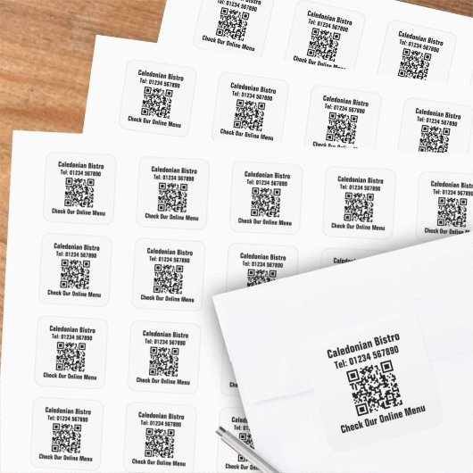 レストランのオンラインメニューQRコード スクエアシール
