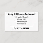 レストランのオンラインメニューQRコード 名刺 (裏面)