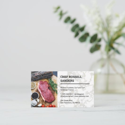 レストランのオーナー | ステーキディナー | シェフ 名刺 (スタンド正面)
