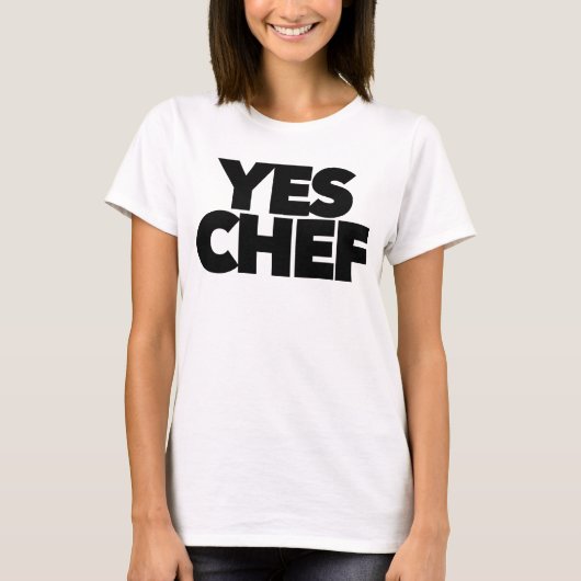 レストランの上司やスタッフへの面白いギフト「Yes chef」 Tシャツ (正面)