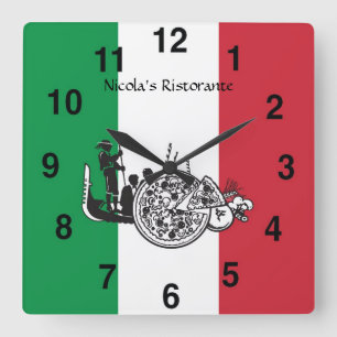 レストランのPizzariaのイタリアンな時計 スクエア壁時計