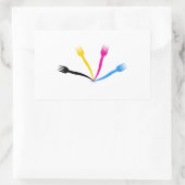 レストランまたはカフェのロゴ 長方形シール (バッグ)