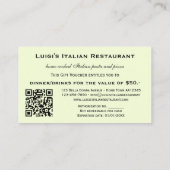 レストランイタリアンギフト券テンプレート 割引カード (裏面)