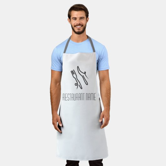 レストランウェイターロゴナイフとフォーク エプロン (着用した状態)