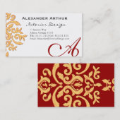 レストランエレガントインテリアデコレーターのためのダマスク 名刺 (正面/裏面)