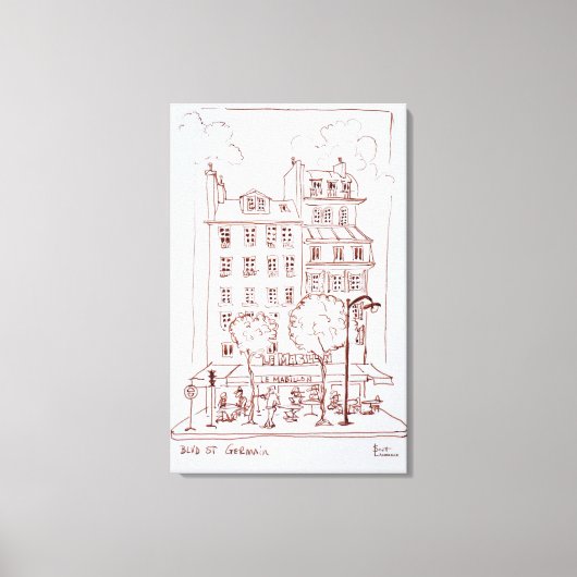 レストランオンブールバード |サンジェルマン，パリ キャンバスプリント (正面)