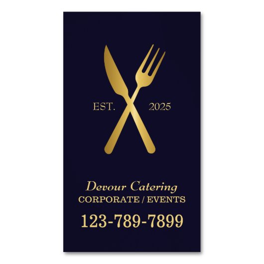 レストランカトラリーシェフカテラーサービスケータリング マグネット名刺 (正面縦)