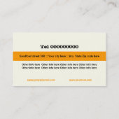 レストランカトラリープレートオレンジブラックアイボリー 名刺 (裏面)