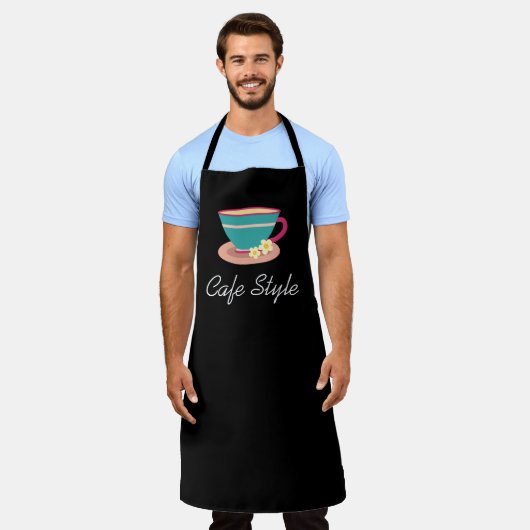 レストランカフェウェイトレス茶カップかわいい エプロン (着用した状態)