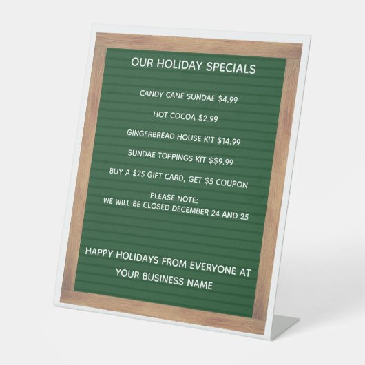 レストランカフェコーヒーショップの価格表 台座サイン (正面)