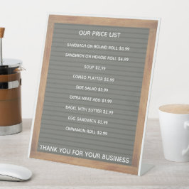 レストランカフェコーヒーショップ店の価格リストPedes 台座サイン