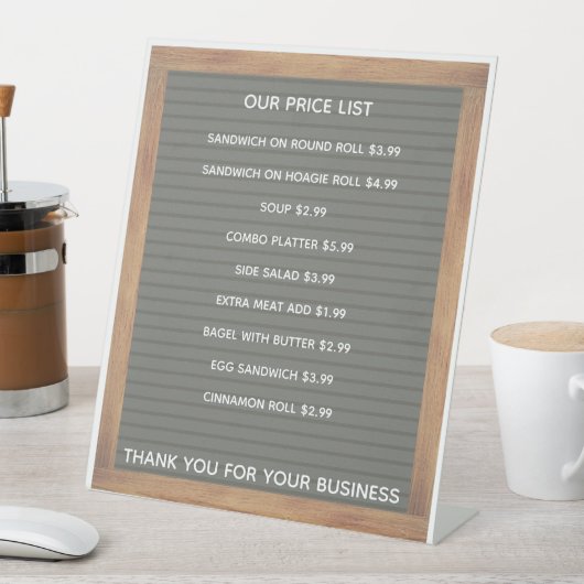 レストランカフェコーヒーショップ店の価格リストPedes 台座サイン (インサイチュ)