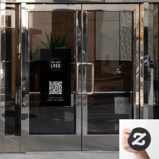 レストランカフェロゴとQRコードのカスタム色の追加 ウィンドウサイン (オフィスドア)