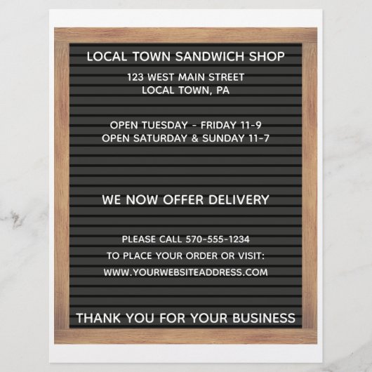 レストランカフェ両面メニューフライヤーレターボード チラシ (正面)