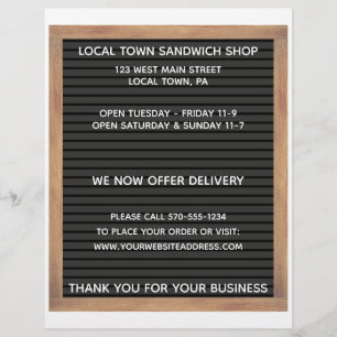 レストランカフェ　メニュー両面フライヤー　レターボード チラシ