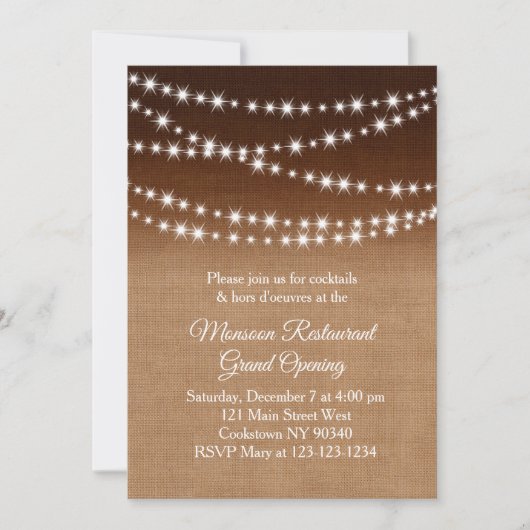 レストラングランドオープニングトゥインクルライツバーラップ 招待状 (正面)