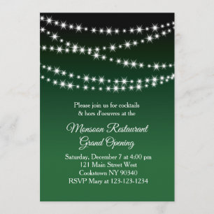 レストラングランドオープンキラキラ光る濃い緑 招待状