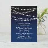 レストラングランドオープンキラキラ光る濃い青 招待状 (スタンド正面)