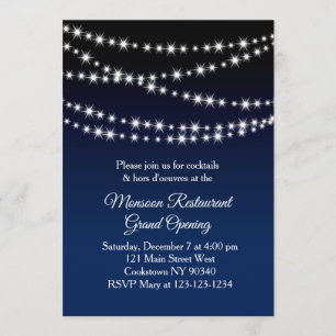 レストラングランドオープンキラキラ光る濃い青 招待状