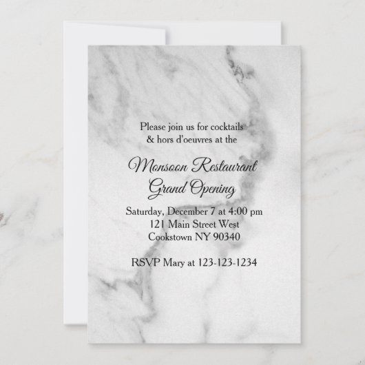 レストラングランドオープン大理石 招待状 (正面)