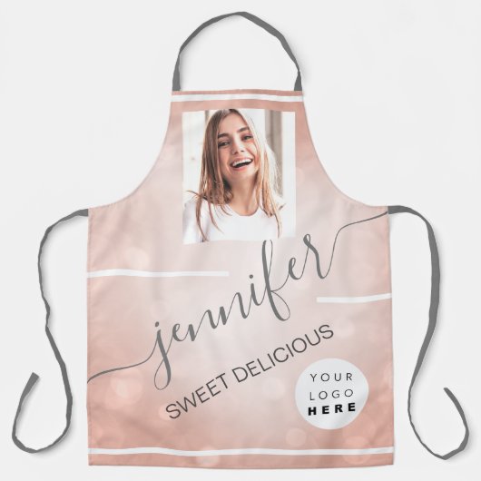 レストランケーキケータリングフォトロゴバラ名 エプロン (正面)