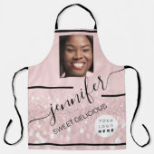 レストランケーキ通りフードフォトロゴグリッター エプロン (正面)