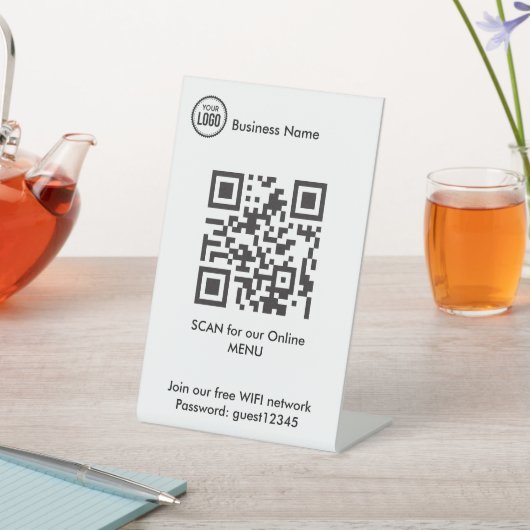 レストランコーヒーショップメニュー用QRコード 台座サイン (インサイチュ)