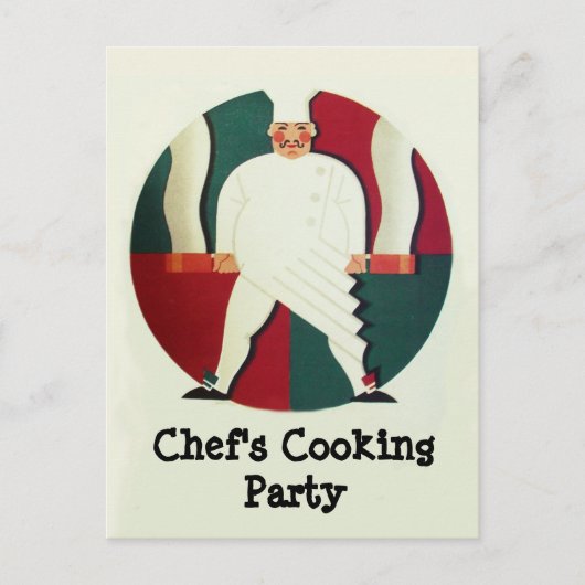 レストランシェフの料理パーティー料理レシピ インビテーションポストカード (正面)