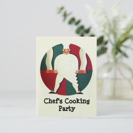 レストランシェフの料理パーティー料理レシピ インビテーションポストカード (スタンド正面)