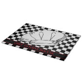 レストランシェフハットオンブラックアンドホワイト市松模様に カッティングボード (角)