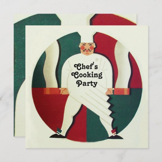 レストランシェフ料理パーティー料理招待状 招待状 (正面/裏面)