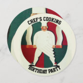 レストランシェフ料理誕生日パーティー招待 招待状 (正面/裏面)