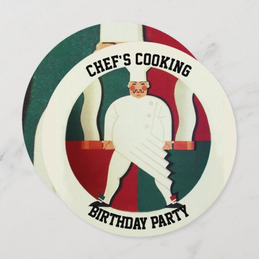 レストランシェフ料理誕生日パーティー招待 招待状 (正面/裏面)