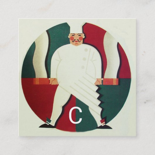 レストランシェフ料理食品、ケータリングモノグラム スクエア名刺 (裏面)