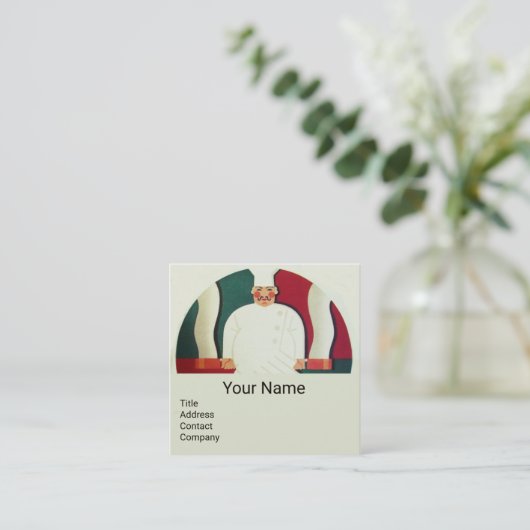 レストランシェフ料理食品、ケータリングモノグラム スクエア名刺 (スタンド正面)