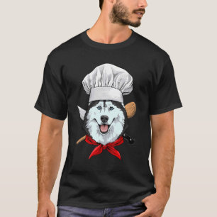 レストランシベリアハスキーシェフ調理師料理ドッグ Tシャツ