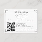 レストランシンプルホワイトスクリプクラシックト予約 名刺 (裏面)