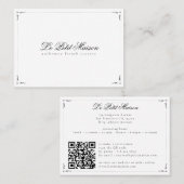 レストランシンプルホワイトスクリプクラシックト予約 名刺 (正面/裏面)