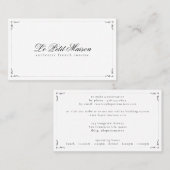 レストランシンプルホワイトスクリプトクラシック予約 名刺 (正面/裏面)