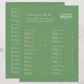 レストランテイクアウトケータリングオリーブグリーンロゴメニュー (正面/裏面)