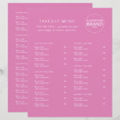 レストランテイクアウトケータリングピンクベリーロゴメニュー (正面/裏面)